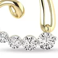 1/3 Ct.tw Round Cut Natural Diamond Journey Heart Pendant Necklace with 18" Chain in 925 Silver Yellow Plated