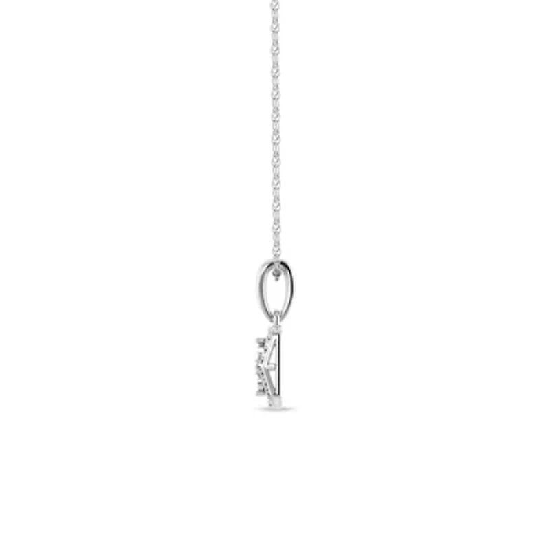 0.08 Ct.tw Round Cut Natural Diamond Square Shape Pendant with 18" inch Chain Necklace in 925 Sterling Silver