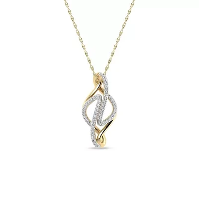 1/7 Cttw Natural Diamond Twisted Charm Pendant in 925 Silver Yellow Plated