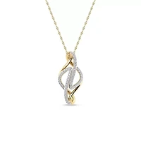 1/7 Cttw Natural Diamond Twisted Charm Pendant in 925 Silver Yellow Plated