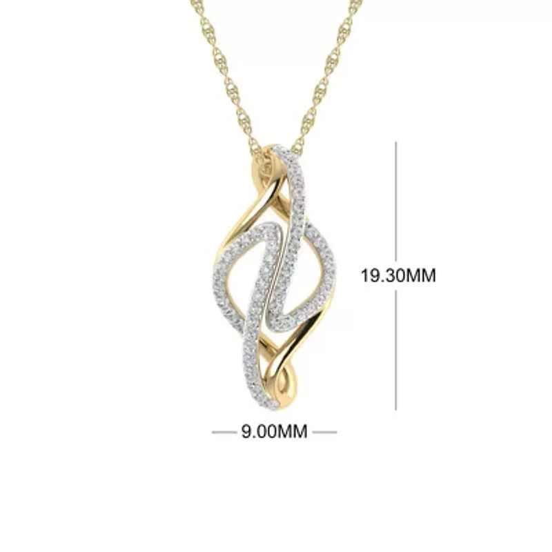 1/7 Cttw Natural Diamond Twisted Charm Pendant in 925 Silver Yellow Plated