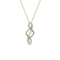 0.15 Ct.tw Round Cut Natural Diamond Unique Wedding Pendant Necklace with 18" inch Chain in 925 Silver Yellow Plated