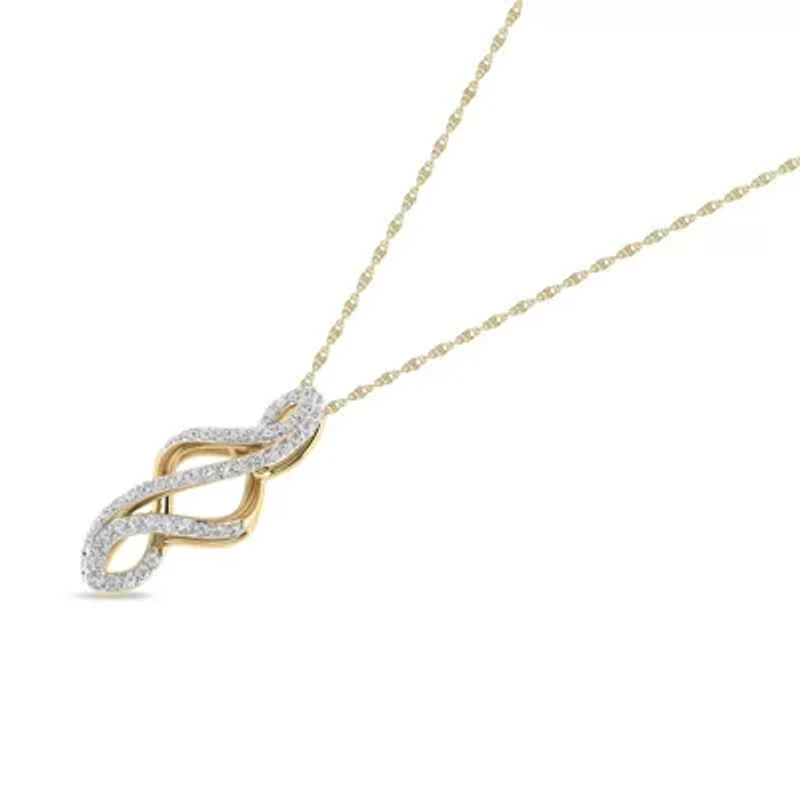 0.15 Ct.tw Round Cut Natural Diamond Unique Wedding Pendant Necklace with 18" inch Chain in 925 Silver Yellow Plated