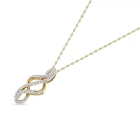 0.15 Ct.tw Round Cut Natural Diamond Unique Wedding Pendant Necklace with 18" inch Chain in 925 Silver Yellow Plated
