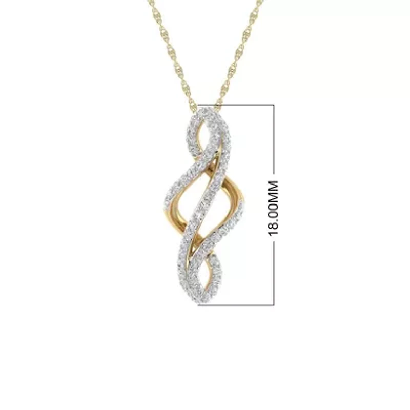 0.15 Ct.tw Round Cut Natural Diamond Unique Wedding Pendant Necklace with 18" inch Chain in 925 Silver Yellow Plated