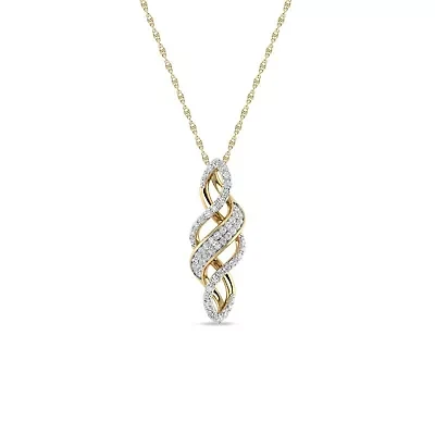 Melody of Life Pendant 1/5 Ct.w Natural Diamond Pendant with 18" Rope Chain in 925 Silver Yellow Plated
