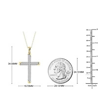 1/2 Cttw Natural Diamond Cross Pendant in 10K Yellow Gold with 18" Cable Chain