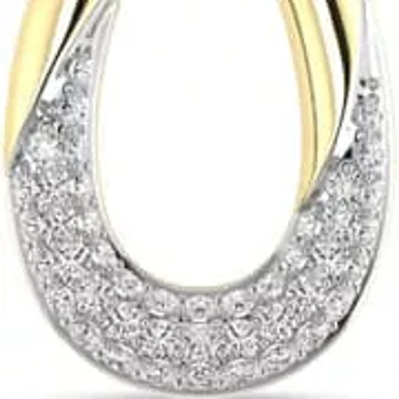 1/7 Cttw Round Cut Natural Diamond Open Pear Shape Pendant with 18" Cable Chain in 10K Yellow Gold