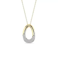 1/7 Cttw Round Cut Natural Diamond Open Pear Shape Pendant with 18" Cable Chain in 10K Yellow Gold