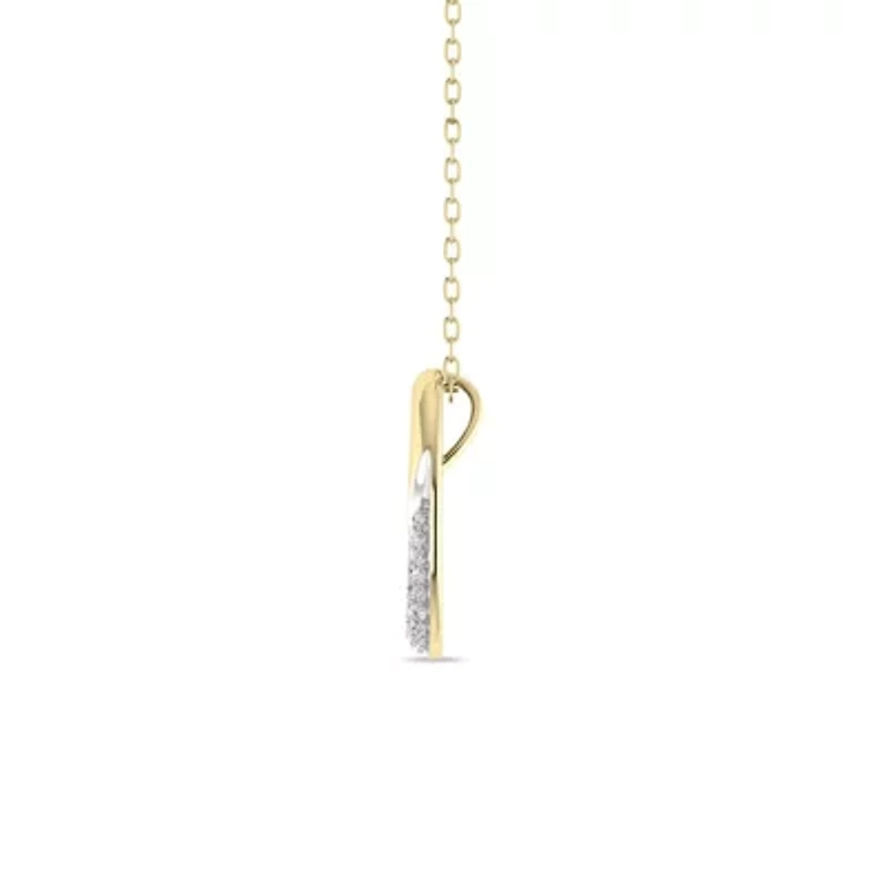 1/7 Cttw Round Cut Natural Diamond Open Pear Shape Pendant with 18" Cable Chain in 10K Yellow Gold