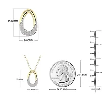1/7 Cttw Round Cut Natural Diamond Open Pear Shape Pendant with 18" Cable Chain in 10K Yellow Gold