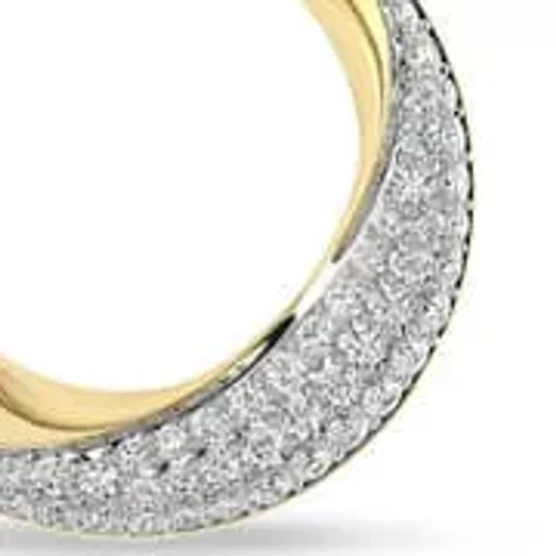 1/3 Ct.tw Round Cut Natural Diamond Open Circle Shape Pendant Necklace with 18" inch Chain in 925 Silver Yellow Plated
