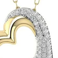 2/5 Cttw Natural Diamond Open Heart Shape Pendant with 18" Cable Chain in 10K Yellow Gold