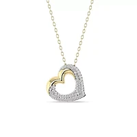 2/5 Cttw Natural Diamond Open Heart Shape Pendant with 18" Cable Chain in 10K Yellow Gold