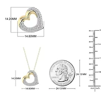 2/5 Cttw Natural Diamond Open Heart Shape Pendant with 18" Cable Chain in 10K Yellow Gold