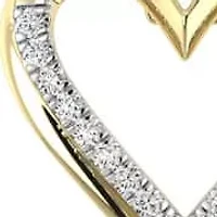 1/7 Cttw Natural Diamond Open Heart Pendant Necklace with 18" Cable Chain in 10K Yellow Gold