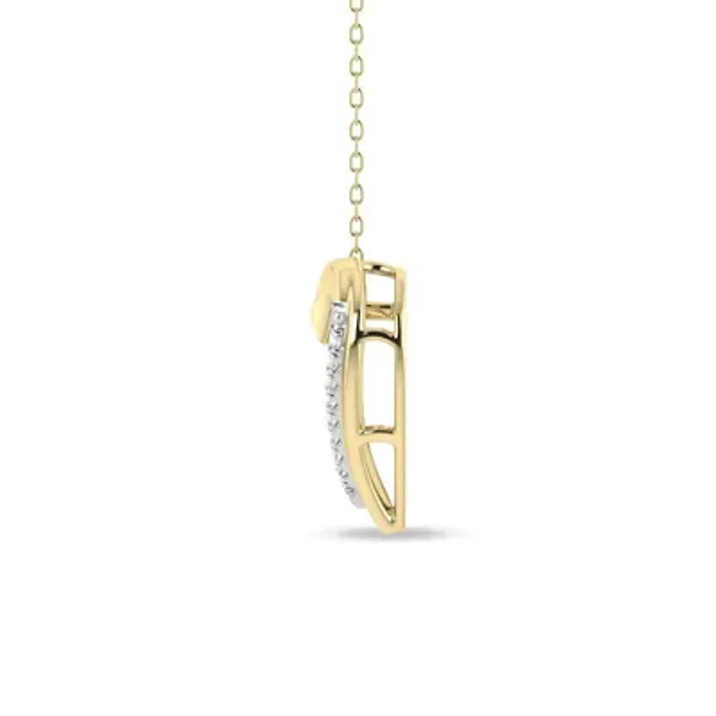 1/7 Cttw Natural Diamond Open Heart Pendant Necklace with 18" Cable Chain in 10K Yellow Gold