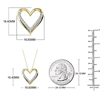 1/7 Cttw Natural Diamond Open Heart Pendant Necklace with 18" Cable Chain in 10K Yellow Gold