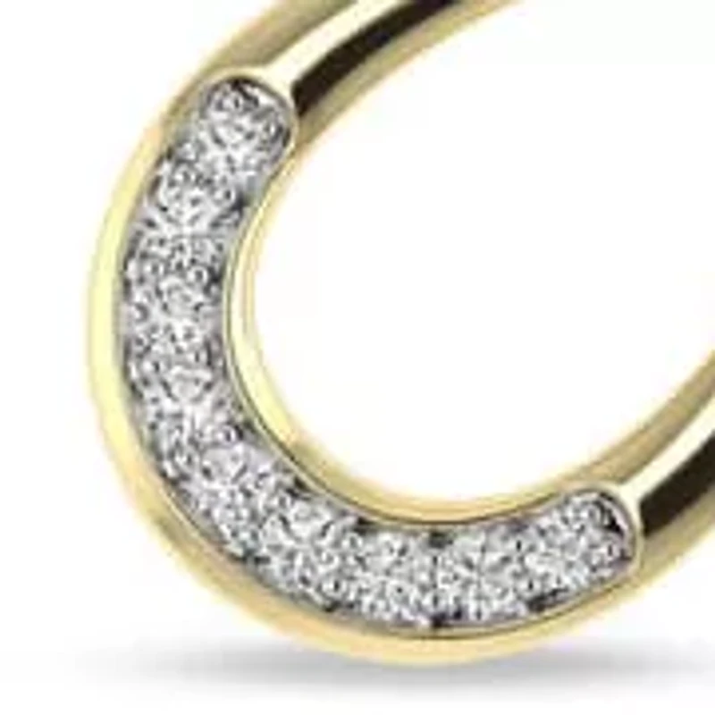 1/10 Ct.tw Round Cut Natural Diamond Horshoe Pendant with 18" inch Chain in 925 Silver Yellow Plated