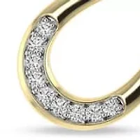 1/10 Ct.tw Round Cut Natural Diamond Horshoe Pendant with 18" inch Chain in 925 Silver Yellow Plated