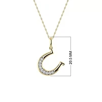 1/10 Ct.tw Round Cut Natural Diamond Horshoe Pendant with 18" inch Chain in 925 Silver Yellow Plated
