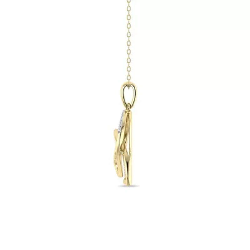 1/5 Cttw Natural Diamond Double Heart Pendant 18" Cable Chain 10K Yellow Gold
