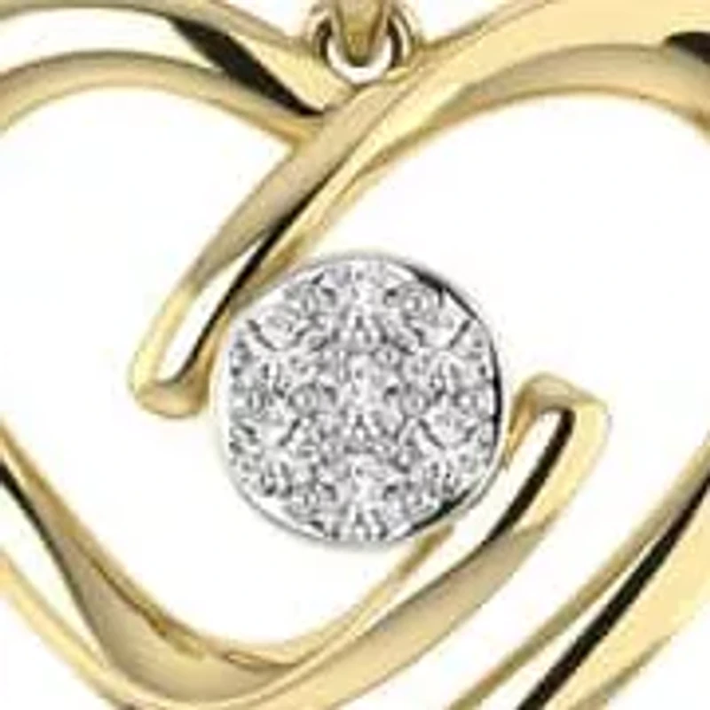 1/10 Cttw Natural Diamond Mini Heart Pendant with 18" Cable Chain In 10K Yellow Gold