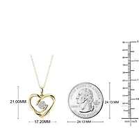 1/10 Cttw Natural Diamond Mini Heart Pendant with 18" Cable Chain In 10K Yellow Gold