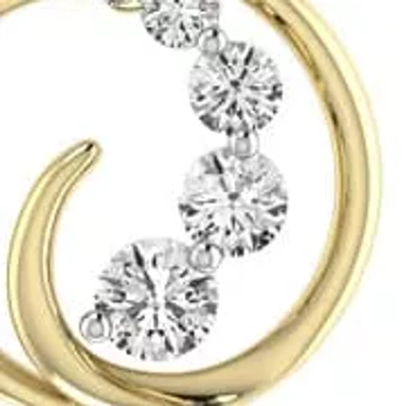 1/3 Cttw Natural Diamond Swirl Pendant with 18" Cable Chain in 10K Yellow Gold
