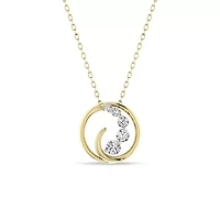 1/3 Cttw Natural Diamond Swirl Pendant with 18" Cable Chain in 10K Yellow Gold
