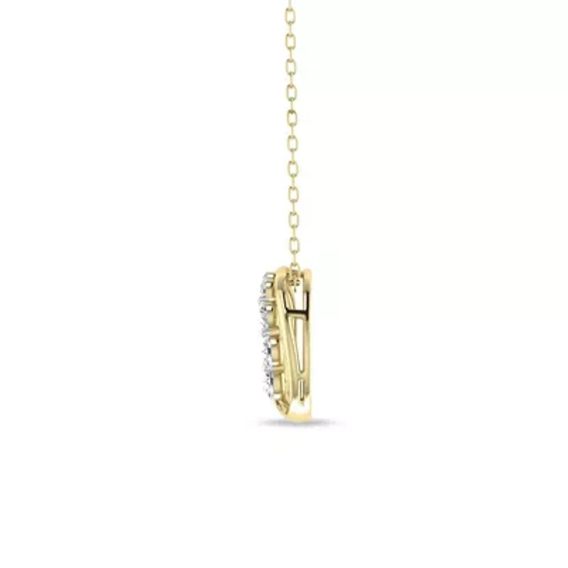 1/3 Cttw Natural Diamond Swirl Pendant with 18" Cable Chain in 10K Yellow Gold