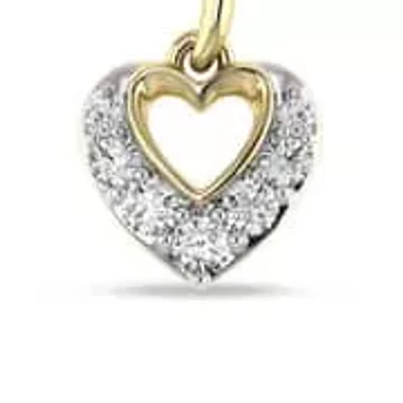 Heart Shape Wedding Pendant 1/5 Cttw Natural Diamond Charm with 18" Cable Chain in 10K Yellow Gold