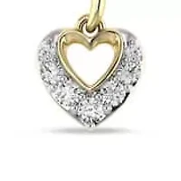 Heart Shape Wedding Pendant 1/5 Cttw Natural Diamond Charm with 18" Cable Chain in 10K Yellow Gold