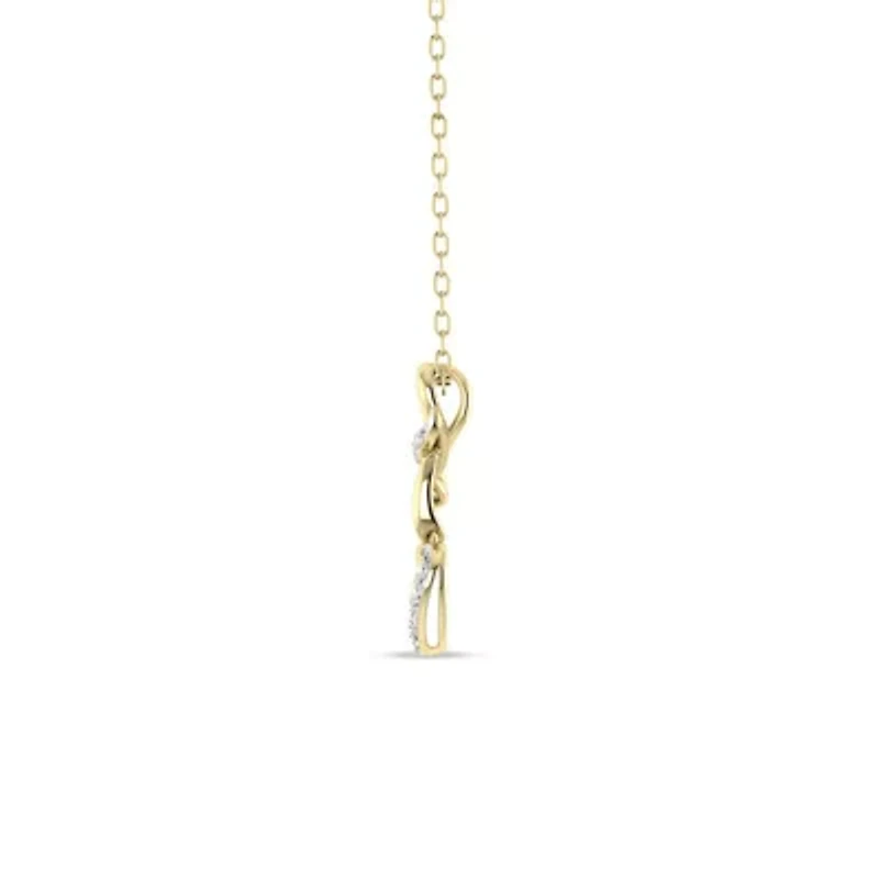 Heart Shape Wedding Pendant 1/5 Cttw Natural Diamond Charm with 18" Cable Chain in 10K Yellow Gold