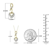 Heart Shape Wedding Pendant 1/5 Cttw Natural Diamond Charm with 18" Cable Chain in 10K Yellow Gold