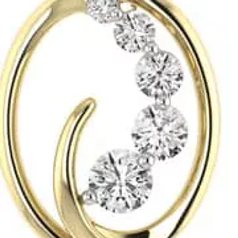 1/3 Cttw Natural Diamond Oval Shape Swirl Pendant with 18" Cable Chain in 10K Yellow Gold