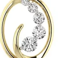 1/3 Cttw Natural Diamond Oval Shape Swirl Pendant with 18" Cable Chain in 10K Yellow Gold