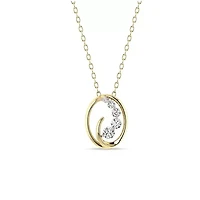 1/3 Cttw Natural Diamond Oval Shape Swirl Pendant with 18" Cable Chain in 10K Yellow Gold