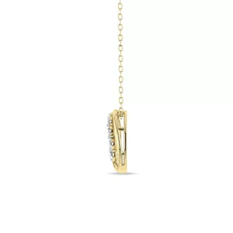 1/3 Cttw Natural Diamond Oval Shape Swirl Pendant with 18" Cable Chain in 10K Yellow Gold