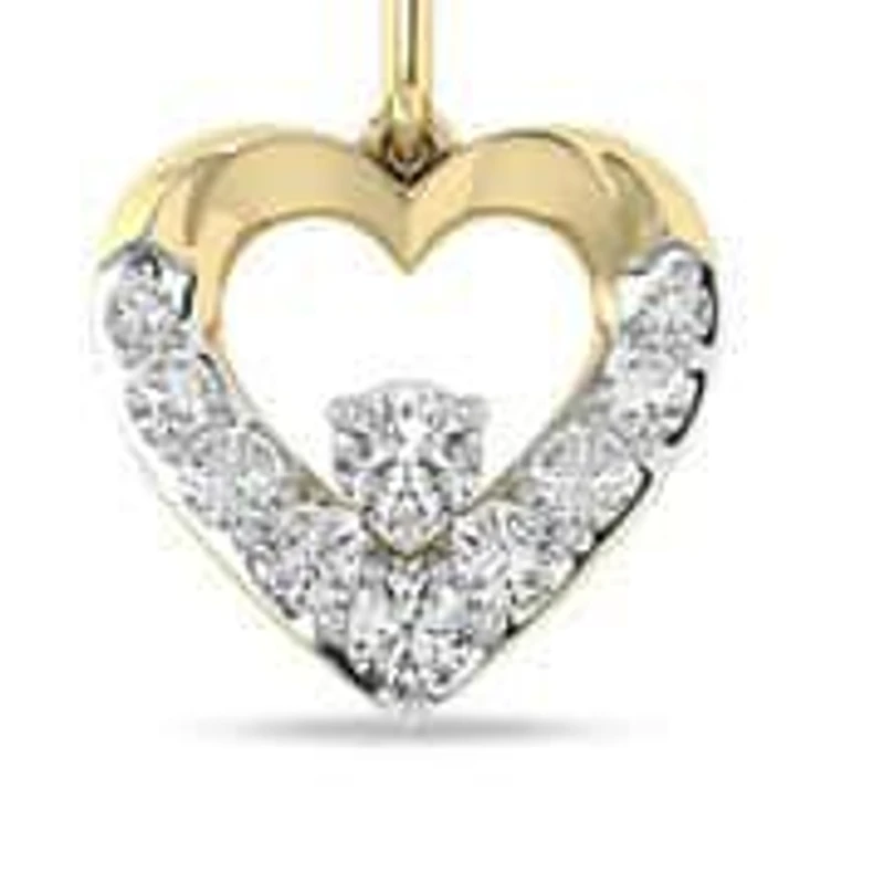 1/5 Cttw Natural Diamond Heart Shape Pendant with 18" Cable Chain in 10K Yellow Gold