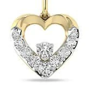 1/5 Cttw Natural Diamond Heart Shape Pendant with 18" Cable Chain in 10K Yellow Gold