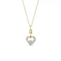 1/5 Cttw Natural Diamond Heart Shape Pendant with 18" Cable Chain in 10K Yellow Gold