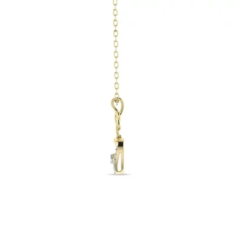 1/5 Cttw Natural Diamond Heart Shape Pendant with 18" Cable Chain in 10K Yellow Gold