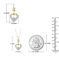 1/5 Cttw Natural Diamond Heart Shape Pendant with 18" Cable Chain in 10K Yellow Gold