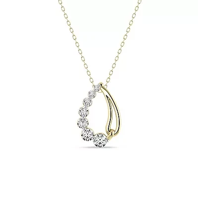 1/2 Cttw Natural Diamond Teardrop Shape Pendant Necklace with 18" Cable Chain in 10K Yellow Gold