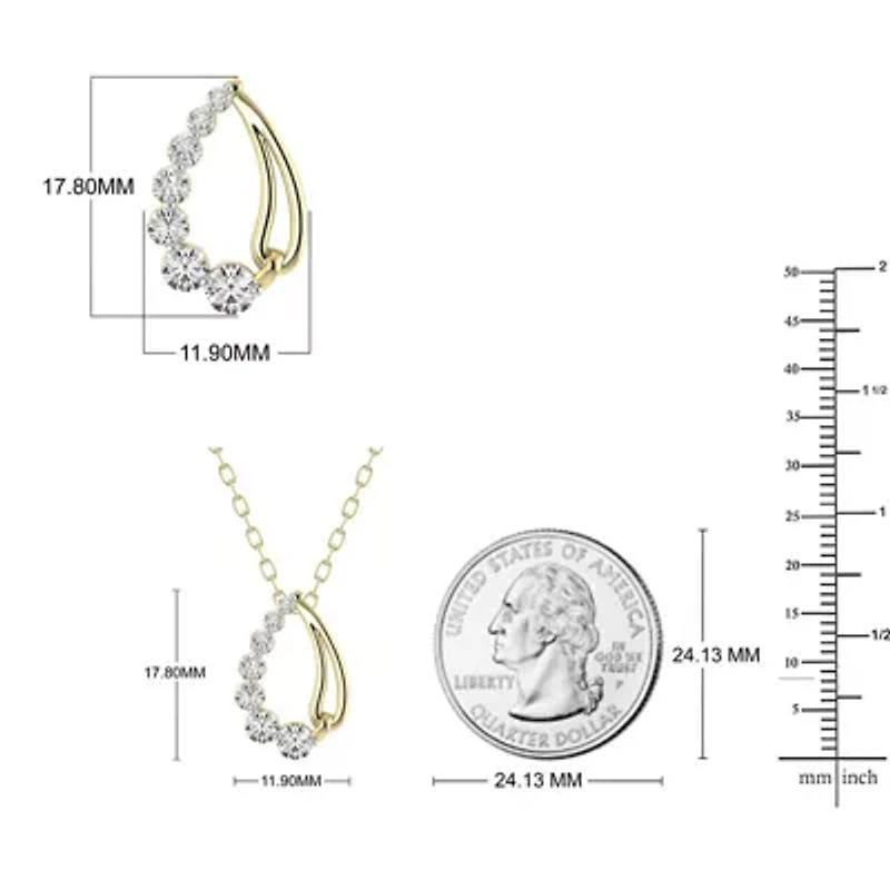 1/2 Cttw Natural Diamond Teardrop Shape Pendant Necklace with 18" Cable Chain in 10K Yellow Gold