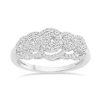 1/2 Ct.tw Natural Diamond Womens Wedding Fashion Ring in 10K White Gold