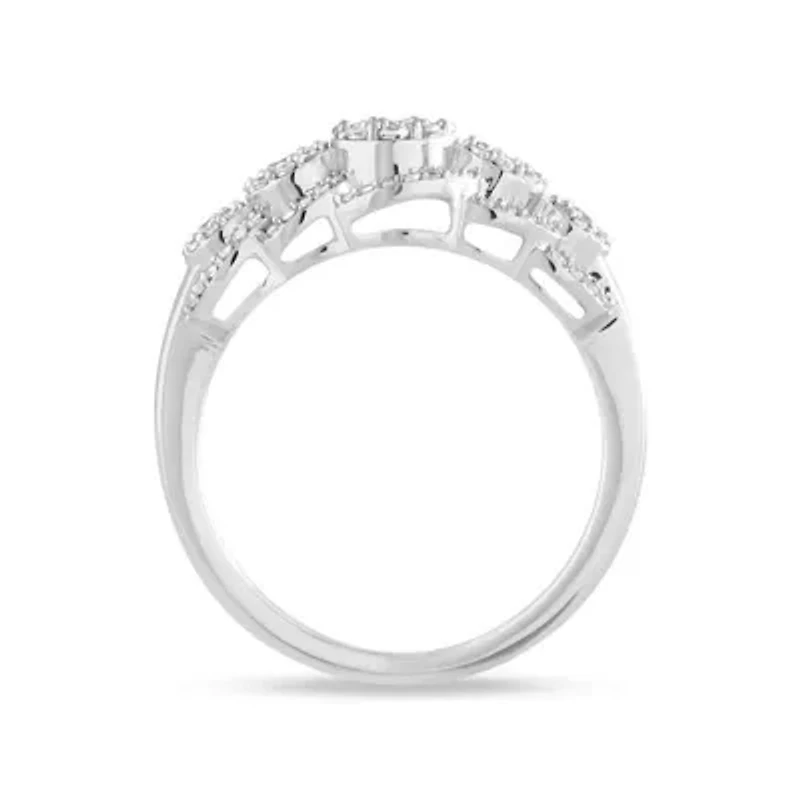 1/2 Ct.tw Natural Diamond Womens Wedding Fashion Ring in 10K White Gold