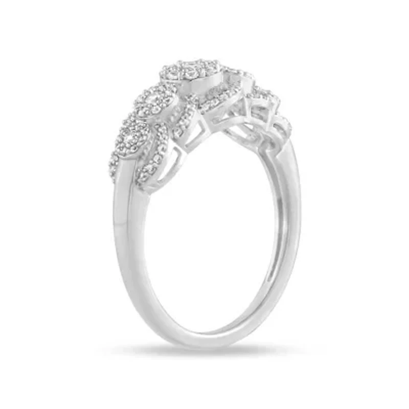 1/2 Ct.tw Natural Diamond Womens Wedding Fashion Ring in 10K White Gold