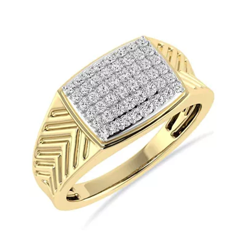 1/2 Ct.tw Natural Diamond Mens Wedding Band Ring in 10K Yellow Gold